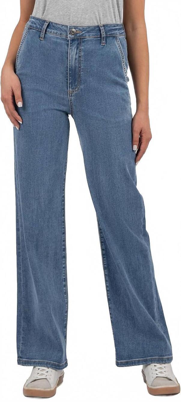 NEW KUT FROM THE KLOTH charlotte high-rise straight leg jean in med wash